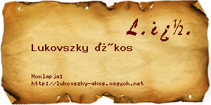 Lukovszky Ákos névjegykártya